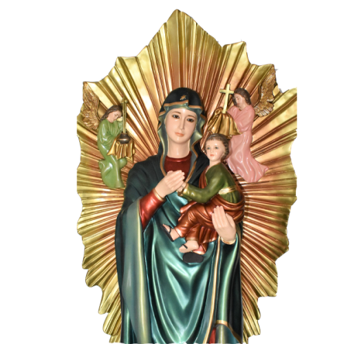 VIRGEN DEL PERPETUO SOCORRO CON SOL Y ANGELES - OLO PERPETUAL HELP 150CM 59INCH - Plano medio 03637