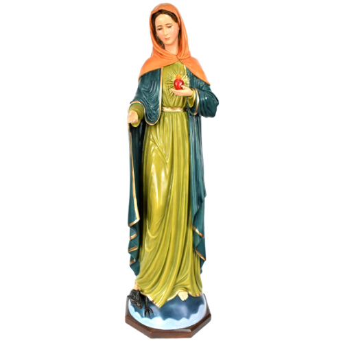 VIRGEN LLAMA DEL AMOR CON AUREOLA DE ESTRELLAS - MARY FLAME OF LOVE WITH STARS HALO 100CM 39INCH 02845