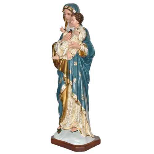 VIRGEN MARIA DEL SAGRADO CORAZON CON CORONAS - MARY OF THE SACRED HEART WITH CROWNS 44CM 18INCH - De lado 03873